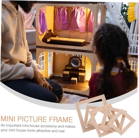 DECHOUS 20 Pcs Solid Wood Frame Mini Doll House Tiny Furniture Mini Furniture Doll House Photo Frame Micro Landscape Decors Simulation Picture Frame Mini Decoration Mini House Decors Wood in Saudi Arabia