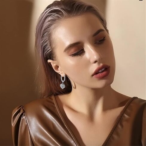 Funny Punk Cool 3D Stainless Steel Dice Dangle Drop Huggie Hoop Earrings for Women Girls Men Statement Night Club Party Jewelry in Kuwait