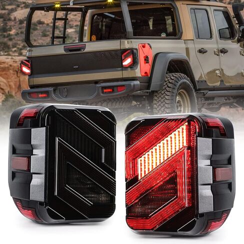 LED Tail Lights for Gladiator JT with Reverse Brake Light Compatible with Jeep Gladiator JT 2019-2022, Black Lens(2PCS) in Saudi Arabia