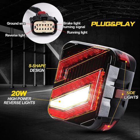 LED Tail Lights for Gladiator JT with Reverse Brake Light Compatible with Jeep Gladiator JT 2019-2022, Black Lens(2PCS) in Saudi Arabia
