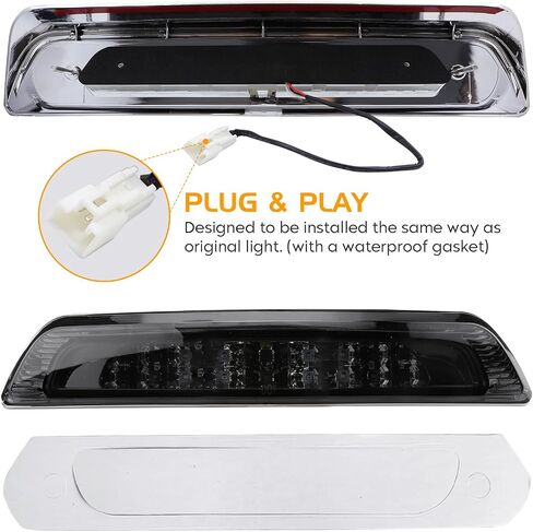 ضوء خلفي LED (دخان) + طقم ضوء الفرامل الثالث (أحمر) لسيارة Toyota Tundra 2014-2018، مجموعة الضوء الخلفي مجموعة استبدال ضوء التوقف العالي 3 قطع in Saudi Arabia