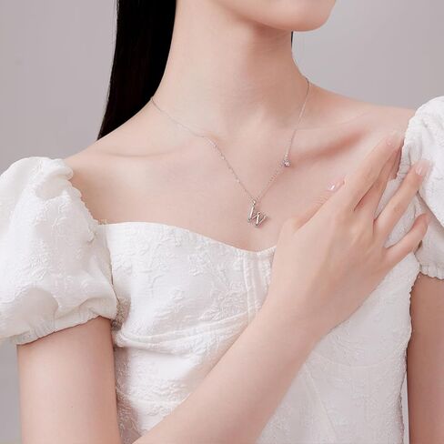 Bubble Letter Necklace for Women, S925 Sterling Silver Initial Necklace,Balloon Letter Pendant Necklace,Fashion Silver Jewelry Gift for Women Wife Mom Girlfriend in Saudi Arabia