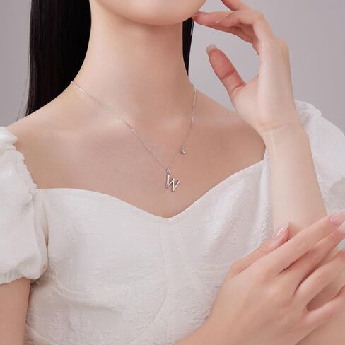 Bubble Letter Necklace for Women, S925 Sterling Silver Initial Necklace,Balloon Letter Pendant Necklace,Fashion Silver Jewelry Gift for Women Wife Mom Girlfriend in Saudi Arabia