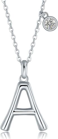 Bubble Letter Necklace for Women, S925 Sterling Silver Initial Necklace,Balloon Letter Pendant Necklace,Fashion Silver Jewelry Gift for Women Wife Mom Girlfriend in Saudi Arabia