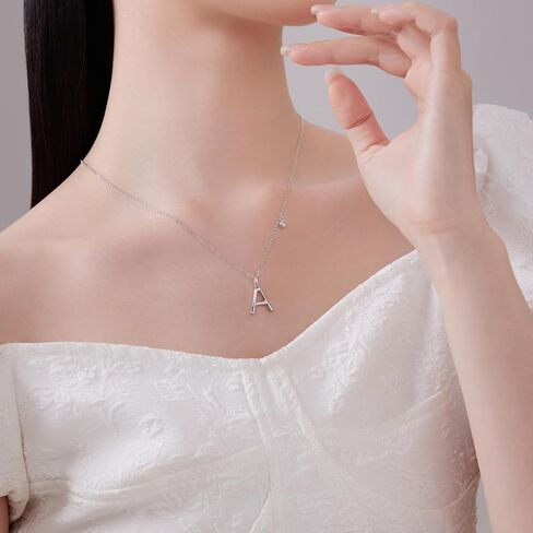 Bubble Letter Necklace for Women, S925 Sterling Silver Initial Necklace,Balloon Letter Pendant Necklace,Fashion Silver Jewelry Gift for Women Wife Mom Girlfriend in Saudi Arabia