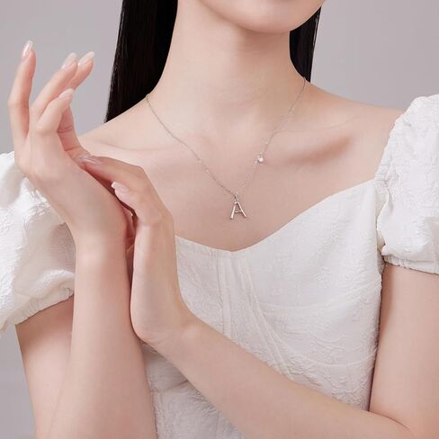 Bubble Letter Necklace for Women, S925 Sterling Silver Initial Necklace,Balloon Letter Pendant Necklace,Fashion Silver Jewelry Gift for Women Wife Mom Girlfriend in Saudi Arabia