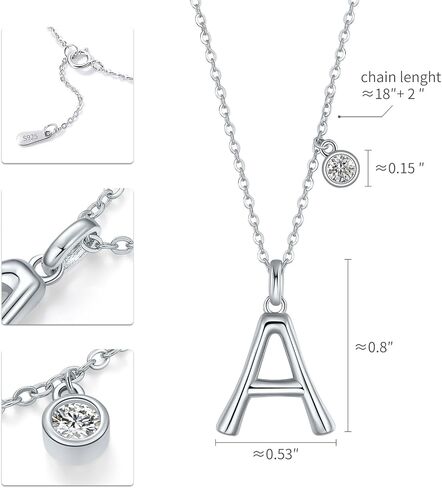 Bubble Letter Necklace for Women, S925 Sterling Silver Initial Necklace,Balloon Letter Pendant Necklace,Fashion Silver Jewelry Gift for Women Wife Mom Girlfriend in Saudi Arabia