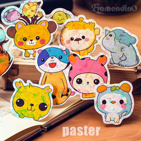 Framendino, 24 Pack Holographic Sticker Paper A4 Size Holographic Overlay Rainbow Vinyl Self Adhesive Waterproof Film with 4 Styles Mixed in Saudi Arabia