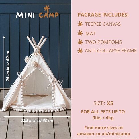 Rabbit Hideaway - Cozy Small Dog Bed - Stylish Cat Teepee - Cute Tent for Bunny, Puppy, Guinea Pig and Small Animals - Made with 100% Cotton, Hypoallergenic - Pet Accessories for Indoor in Saudi Arabia