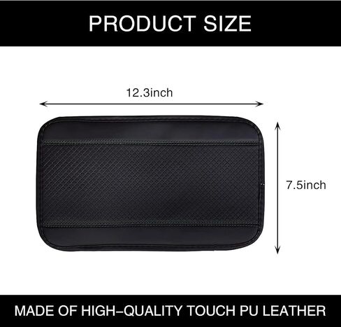 1 PC Four Seasons Universal Armrest Box Mat, 12.5In x 7.4In Fiber Leather Embossing, Comfortable Waterproof Car Armrest Cover Mat, Universal Center Console Mat for Most Cars (Black) in Saudi Arabia