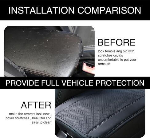 1 PC Four Seasons Universal Armrest Box Mat, 12.5In x 7.4In Fiber Leather Embossing, Comfortable Waterproof Car Armrest Cover Mat, Universal Center Console Mat for Most Cars (Black) in Saudi Arabia