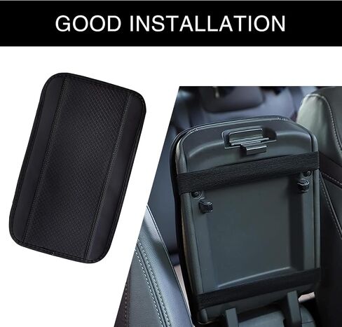 1 PC Four Seasons Universal Armrest Box Mat, 12.5In x 7.4In Fiber Leather Embossing, Comfortable Waterproof Car Armrest Cover Mat, Universal Center Console Mat for Most Cars (Black) in Saudi Arabia
