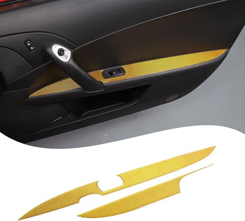 غطاء لوحة مسند ذراع باب السيارة متوافق مع كورفيت C6 Z06 ZR1 2005-2013 ملصق تزيين لوحة مسند ذراع الباب الداخلي للسيارة (أسود) in Saudi Arabia