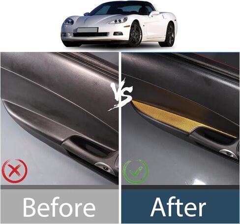 غطاء لوحة مسند ذراع باب السيارة متوافق مع كورفيت C6 Z06 ZR1 2005-2013 ملصق تزيين لوحة مسند ذراع الباب الداخلي للسيارة (أسود) in Saudi Arabia