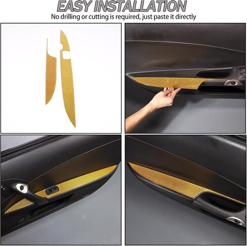 غطاء لوحة مسند ذراع باب السيارة متوافق مع كورفيت C6 Z06 ZR1 2005-2013 ملصق تزيين لوحة مسند ذراع الباب الداخلي للسيارة (أسود) in Saudi Arabia