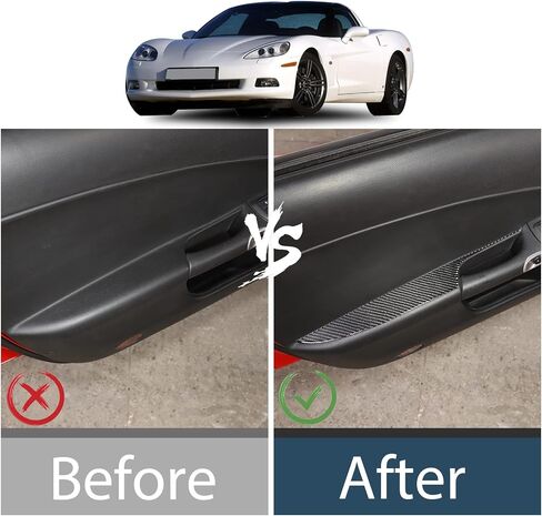 غطاء لوحة مسند ذراع باب السيارة متوافق مع كورفيت C6 Z06 ZR1 2005-2013 ملصق تزيين لوحة مسند ذراع الباب الداخلي للسيارة (أسود) in Saudi Arabia