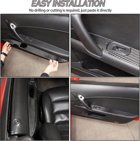 غطاء لوحة مسند ذراع باب السيارة متوافق مع كورفيت C6 Z06 ZR1 2005-2013 ملصق تزيين لوحة مسند ذراع الباب الداخلي للسيارة (أسود) in Saudi Arabia