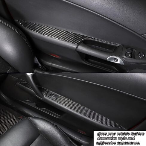 غطاء لوحة مسند ذراع باب السيارة متوافق مع كورفيت C6 Z06 ZR1 2005-2013 ملصق تزيين لوحة مسند ذراع الباب الداخلي للسيارة (أسود) in Saudi Arabia
