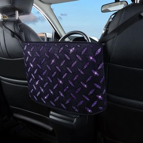 eing Crystal Car Organizers and Storage Purse Holder, Car Seat Back Net Handbag Accessories with Bling Diamonds for Women, Car Pet Barrier for Dogs and Kids,Purple in Saudi Arabia