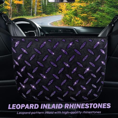 eing Crystal Car Organizers and Storage Purse Holder, Car Seat Back Net Handbag Accessories with Bling Diamonds for Women, Car Pet Barrier for Dogs and Kids,Purple in Saudi Arabia