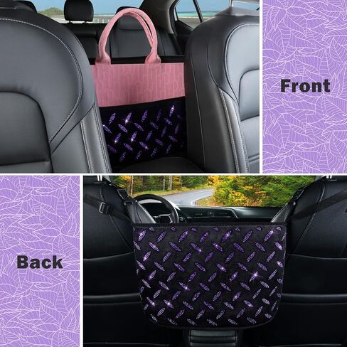 eing Crystal Car Organizers and Storage Purse Holder, Car Seat Back Net Handbag Accessories with Bling Diamonds for Women, Car Pet Barrier for Dogs and Kids,Purple in Saudi Arabia