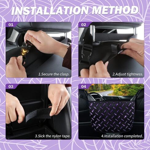eing Crystal Car Organizers and Storage Purse Holder, Car Seat Back Net Handbag Accessories with Bling Diamonds for Women, Car Pet Barrier for Dogs and Kids,Purple in Saudi Arabia