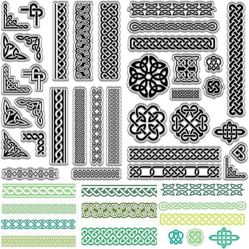 CRASPIRE 2Pcs Celtic Knot Clear Rubber Stamps Reusable Trinity Knot Frame Transparent Silicone Stamp Seal Vintage for Easter St.Patrick Christmas Journaling Card Making Crafting Decor DIY Scrapbooking in Saudi Arabia