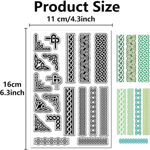CRASPIRE 2Pcs Celtic Knot Clear Rubber Stamps Reusable Trinity Knot Frame Transparent Silicone Stamp Seal Vintage for Easter St.Patrick Christmas Journaling Card Making Crafting Decor DIY Scrapbooking in Saudi Arabia