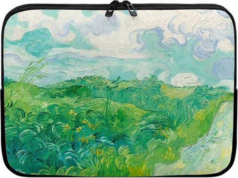حافظة كمبيوتر محمول من Green Wheat Fields للنساء والرجال، حافظة كمبيوتر محمول عصرية برسومات Van Gogh مع استخدامات متعددة مصنوعة من مادة النيوبرين الممتازة، حقيبة كمبيوتر لوحي مقاس 15 بوصة للأصدقاء in Kuwait
