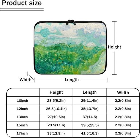 حافظة كمبيوتر محمول من Green Wheat Fields للنساء والرجال، حافظة كمبيوتر محمول عصرية برسومات Van Gogh مع استخدامات متعددة مصنوعة من مادة النيوبرين الممتازة، حقيبة كمبيوتر لوحي مقاس 15 بوصة للأصدقاء in Kuwait