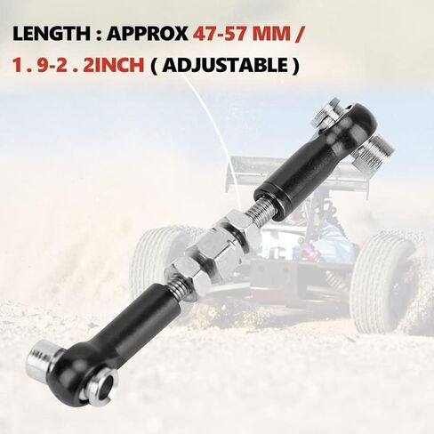 قضيب سحب RC، 6 قطع مجموعة قضبان ربط مؤازرة قابلة للتعديل لسيارة RC Hobby Model Car 1/10 Buggy Touring Car 47 مم ملحقات (أسود) in Kuwait