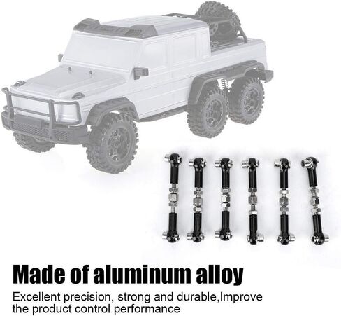 قضيب سحب RC، 6 قطع مجموعة قضبان ربط مؤازرة قابلة للتعديل لسيارة RC Hobby Model Car 1/10 Buggy Touring Car 47 مم ملحقات (أسود) in Kuwait