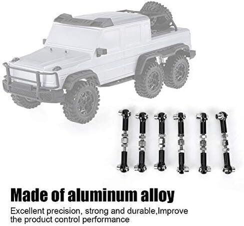 قضيب سحب RC، 6 قطع مجموعة قضبان ربط مؤازرة قابلة للتعديل لسيارة RC Hobby Model Car 1/10 Buggy Touring Car 47 مم ملحقات (أسود) in Kuwait