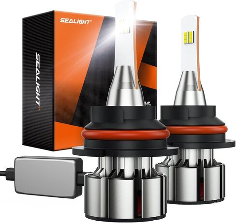 مصابيح الإضاءة SEALIGHT H4/9003/HB2، مصابيح 9003 ذات شعاع مزدوج فائق السطوع، لمبة Hb2 بيضاء 6000 كلفن مع مروحة تبريد، التوصيل والتشغيل، مصابيح الضباب، حزمة من 2 in Kuwait