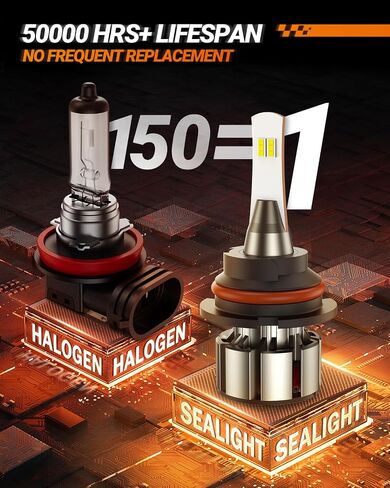 مصابيح الإضاءة SEALIGHT H4/9003/HB2، مصابيح 9003 ذات شعاع مزدوج فائق السطوع، لمبة Hb2 بيضاء 6000 كلفن مع مروحة تبريد، التوصيل والتشغيل، مصابيح الضباب، حزمة من 2 in Kuwait