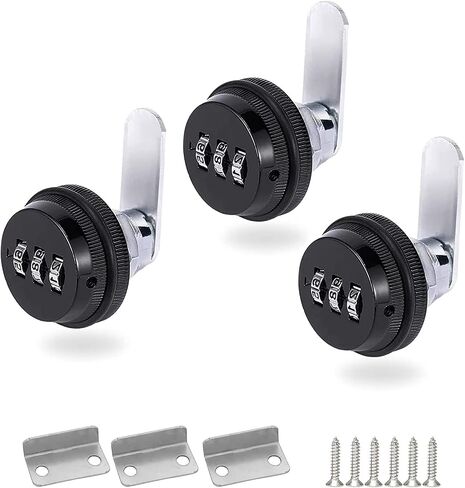 2 Pack Combination Cabinet Lock, Password Coded Cabinet Lock,Combination cam Locks with- Suitable for 0.3-0.9 inch Cabinet Deposit Box Mailbox (Black, 2pcs for 0.3-0.9 inch) in Saudi Arabia