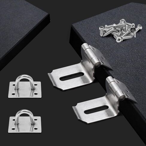 3Pcs 90 Degree Padlock Hasp 5 Inch 304 Stainless Steel Safety Hasp with Screws for Push/Barn/Sliding Door, Brushed Silver in Saudi Arabia