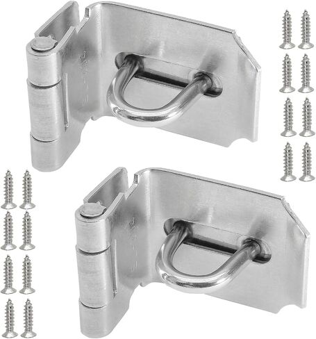 3Pcs 90 Degree Padlock Hasp 5 Inch 304 Stainless Steel Safety Hasp with Screws for Push/Barn/Sliding Door, Brushed Silver in Saudi Arabia