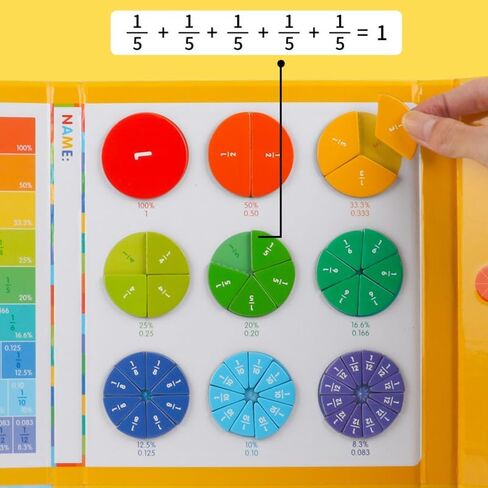 Magnetic Math Fraction Education Puzzle, Magnetic Kids Fraction Tiles Circles, Math Manipulatives for Elementary School, Math Teaching Aids with Finger Reading Stick in Saudi Arabia