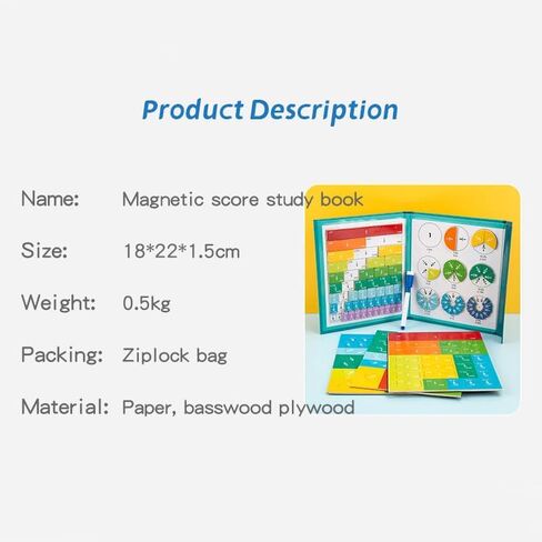 Magnetic Math Fraction Education Puzzle, Magnetic Kids Fraction Tiles Circles, Math Manipulatives for Elementary School, Math Teaching Aids with Finger Reading Stick in Saudi Arabia