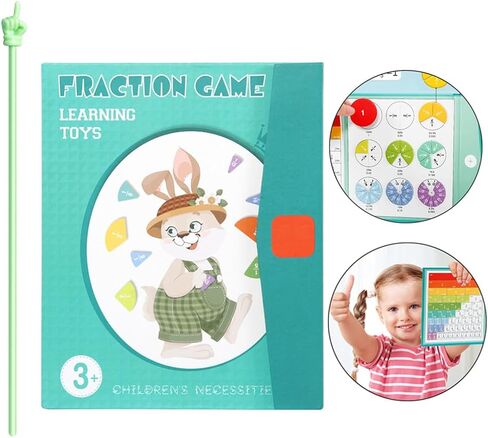Magnetic Math Fraction Education Puzzle, Magnetic Kids Fraction Tiles Circles, Math Manipulatives for Elementary School, Math Teaching Aids with Finger Reading Stick in Saudi Arabia