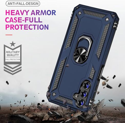 for Samsung Galaxy S24 Case with Screen Protector, Military Grade Rugged Armor Shockproof Heavy Duty Galaxy S24 5G Protective Cover for Samsung S24 5G Magnetic Ring Kickstand Phone Case (Blue) in Saudi Arabia