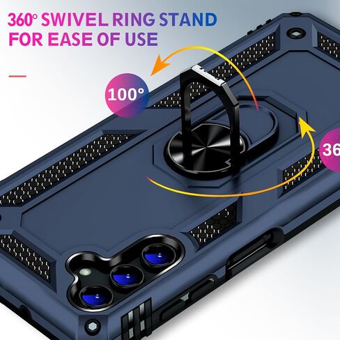 for Samsung Galaxy S24 Case with Screen Protector, Military Grade Rugged Armor Shockproof Heavy Duty Galaxy S24 5G Protective Cover for Samsung S24 5G Magnetic Ring Kickstand Phone Case (Blue) in Saudi Arabia