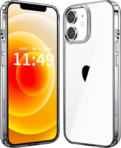 JJGoo Compatiable with iPhone 12 Case and 12 Pro Case Clear, Transparent Shockproof Phone Case, Slim Anti-Scratch Hard PC Back Protective Cover Bumper, Clear in Saudi Arabia