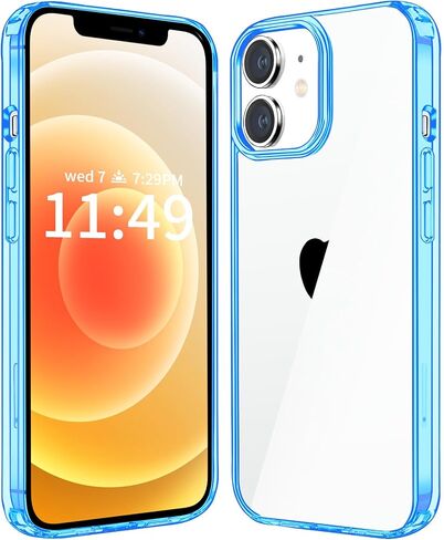 JJGoo Compatiable with iPhone 12 Case and 12 Pro Case Clear, Transparent Shockproof Phone Case, Slim Anti-Scratch Hard PC Back Protective Cover Bumper, Clear in Saudi Arabia