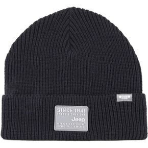 Jeep 1941 There's Only One Rubber Patch Logo Dark Blue Knit Beanie with Cuff Hat