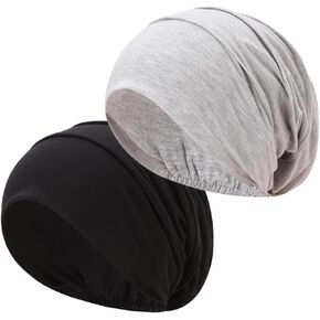 JarseHera 2PCS Cotton Slouchy Beanie Chemo Headwear Soft Slouch Cancer Caps Hats Head Cover for Hair Loss