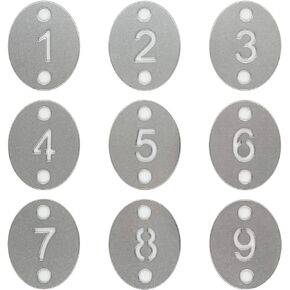 StayMax Oval Hollowed Stainless Steel Number Tags Key Tags with Two Holes (1-25)