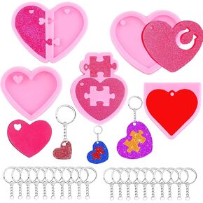 Heart Silicone Keychain Mold Heart Keychain Pendant Mold Puzzle Silicone Mold For Jewelry Pendant Crafts Making Set Of 5 in Kuwait