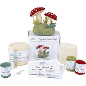 مجموعة التلبيد بالإبرة من Sky Forest Toadstools تعلم كيفية النحت بالصوف | مناسب للمبتدئين للبالغين والمراهقين | يتضمن كل شيء لإنشاء مشهد فطر ثلاثي الأبعاد | لديه تعليمات الفيديو in Kuwait